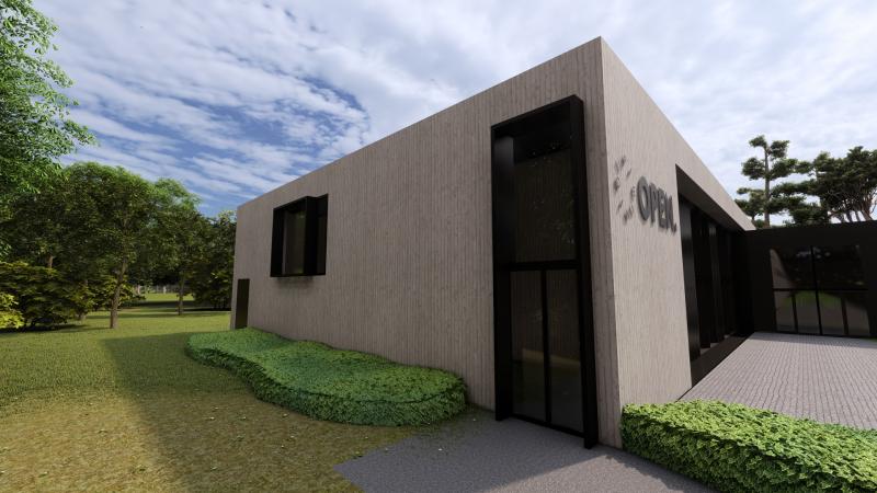 Impressie ingang backstage (noord)